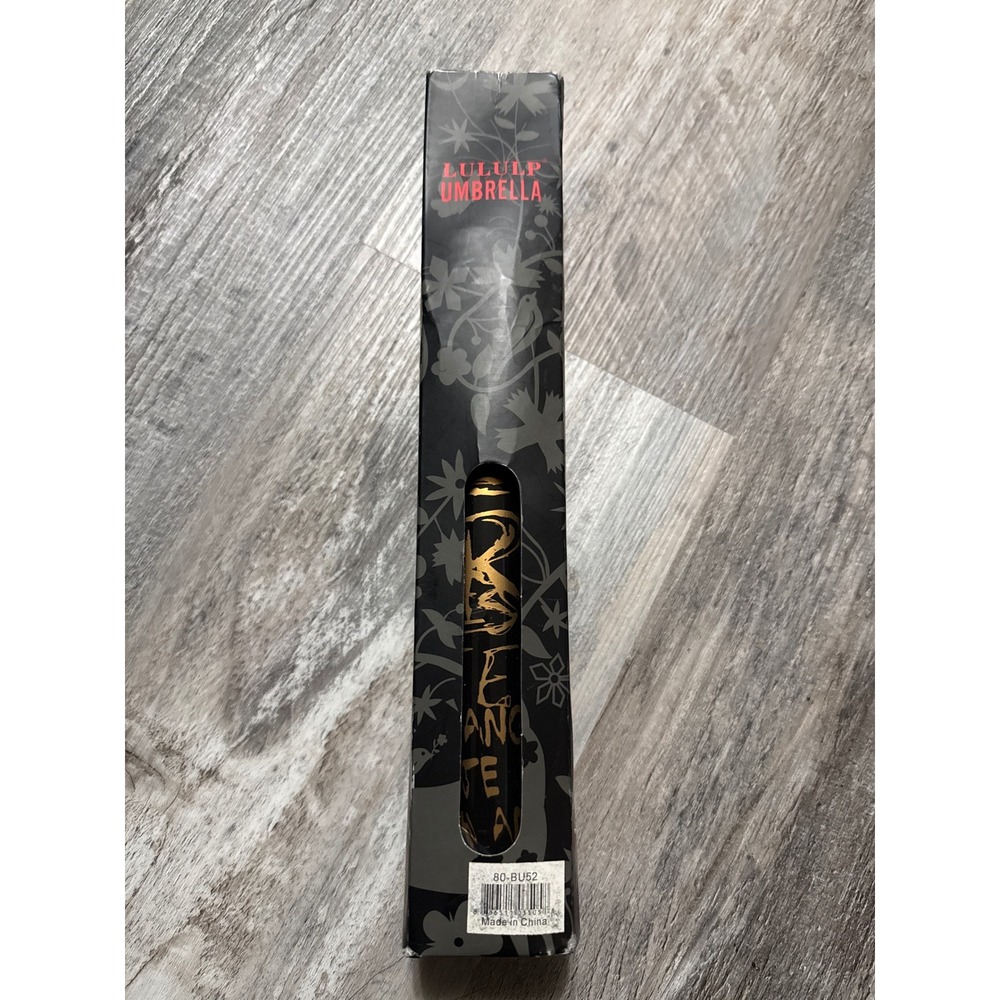 LULULP Wine Bottle Umbrella Black Gold Script Novelty Compact Travel Umbrella